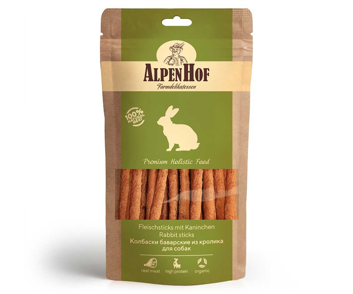 Лакомство Для Собак AlpenHof (Альпенхоф) Колбаски Баварские Кролик 50г A523