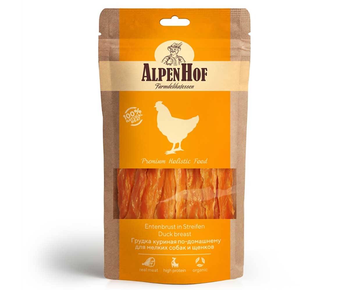Лакомство Для Собак Мелких Пород и Щенков AlpenHof (Альпенхоф) Грудка Куриная По-Домашнему 50г A505