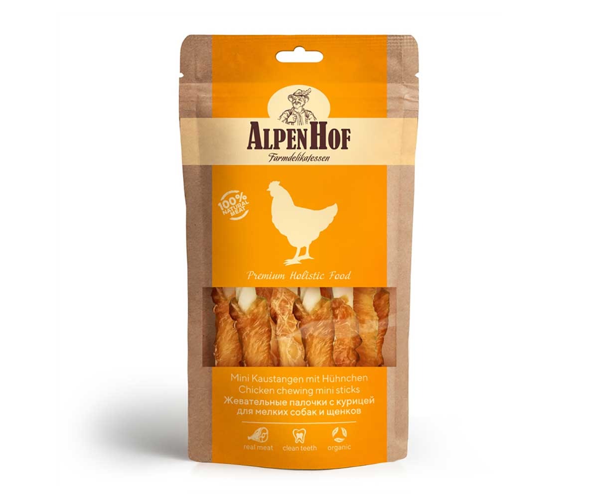 Лакомство Для Собак Мелких Пород и Щенков AlpenHof (Альпенхоф) Жевательные Палочки Курица 50г A515