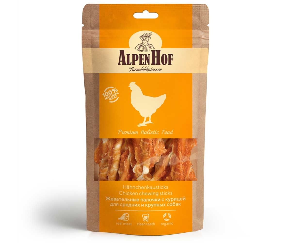 Лакомство Для Собак Средних и Крупных Пород AlpenHof (Альпенхоф) Жевательные Палочки Курица 80г A530