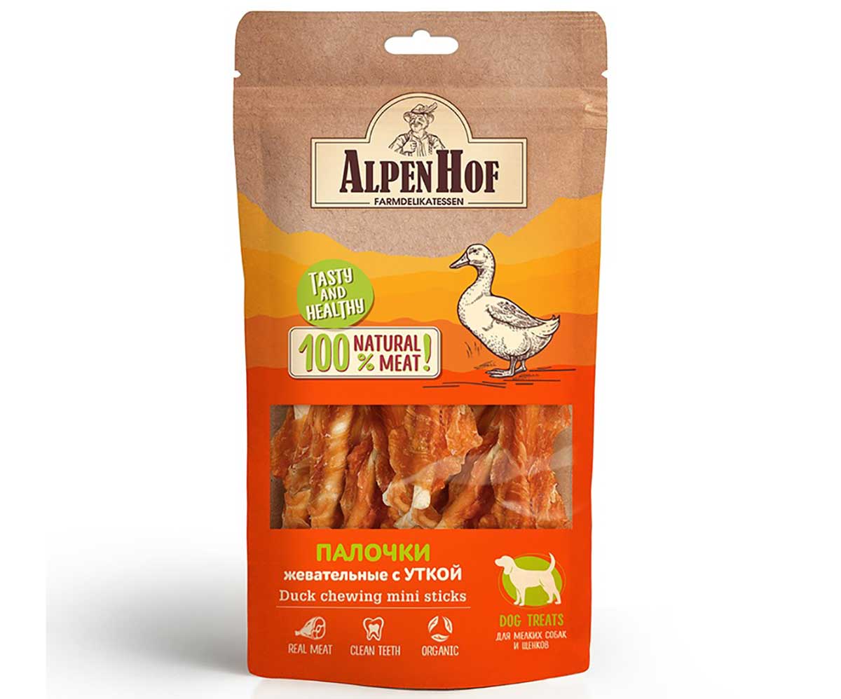 Лакомство Для Собак Мелких Пород и Щенков AlpenHof (Альпенхоф) Жевательные Палочки Утка 50г A516