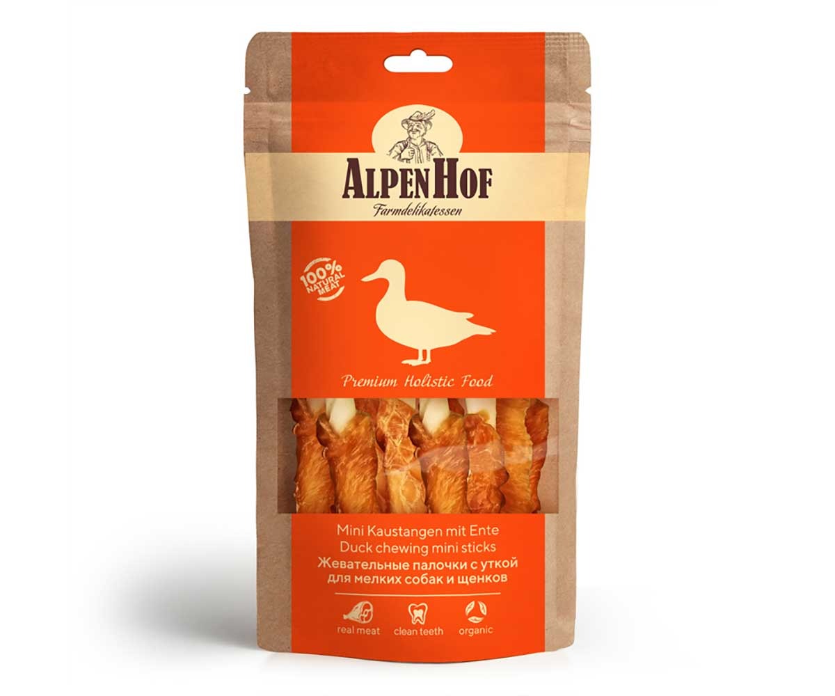 Лакомство Для Собак Мелких Пород и Щенков AlpenHof (Альпенхоф) Жевательные Палочки Утка 50г A516