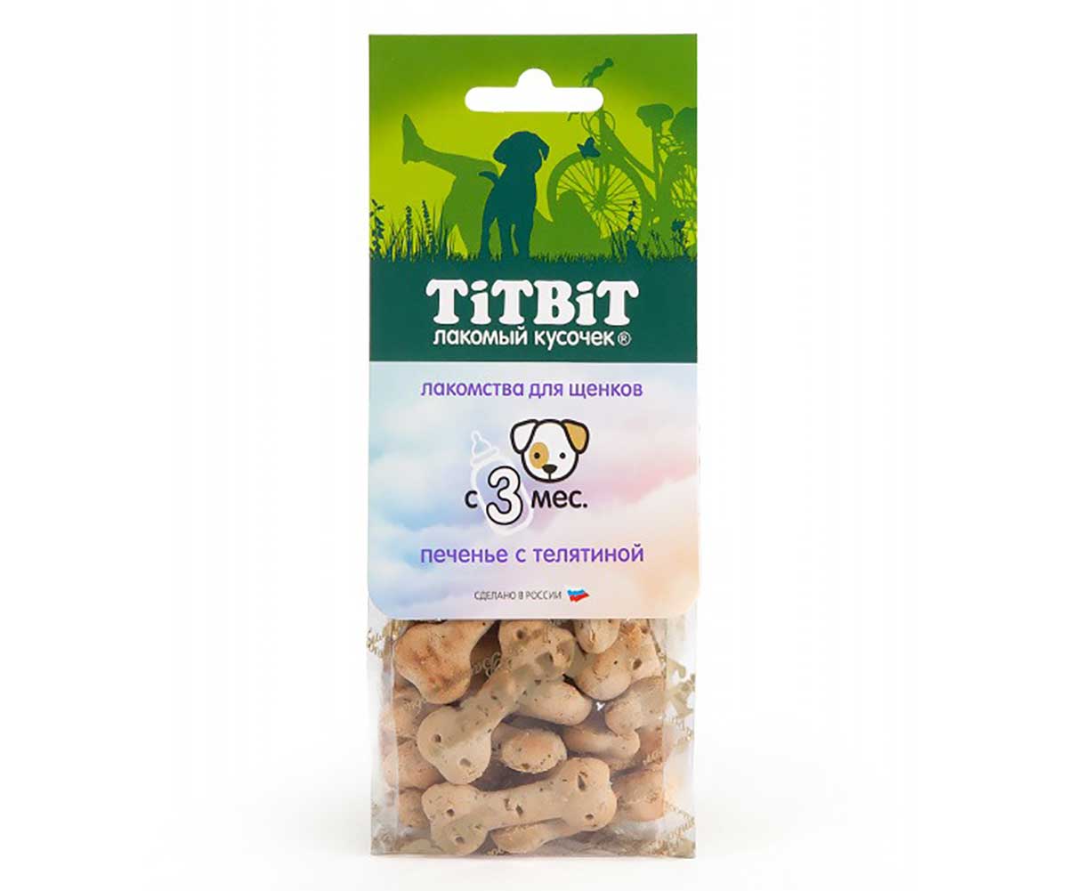 Лакомство Для Щенков TiTBiT (ТиТБиТ) Печенье с Телятиной 70г 011478