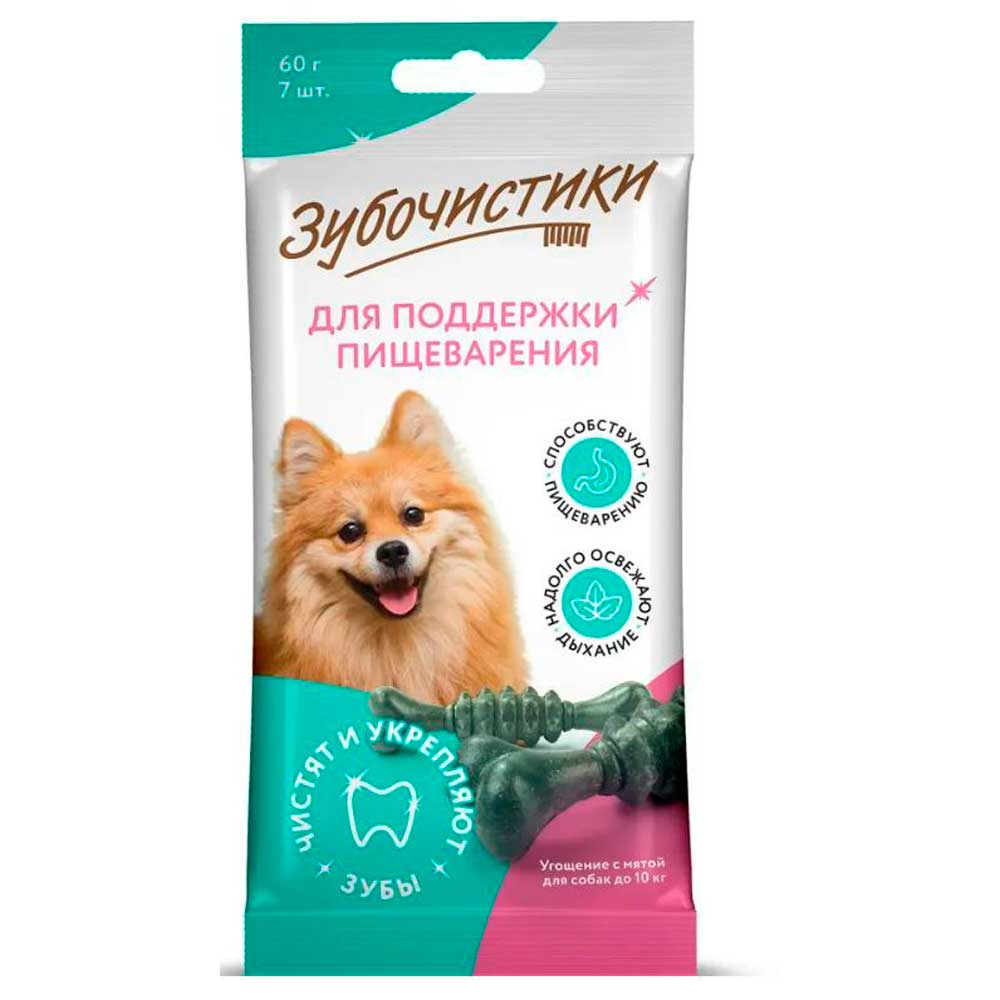 Лакомство Для Собак Мелких Пород Зубочистики Мятные До 10кг 60г 303976