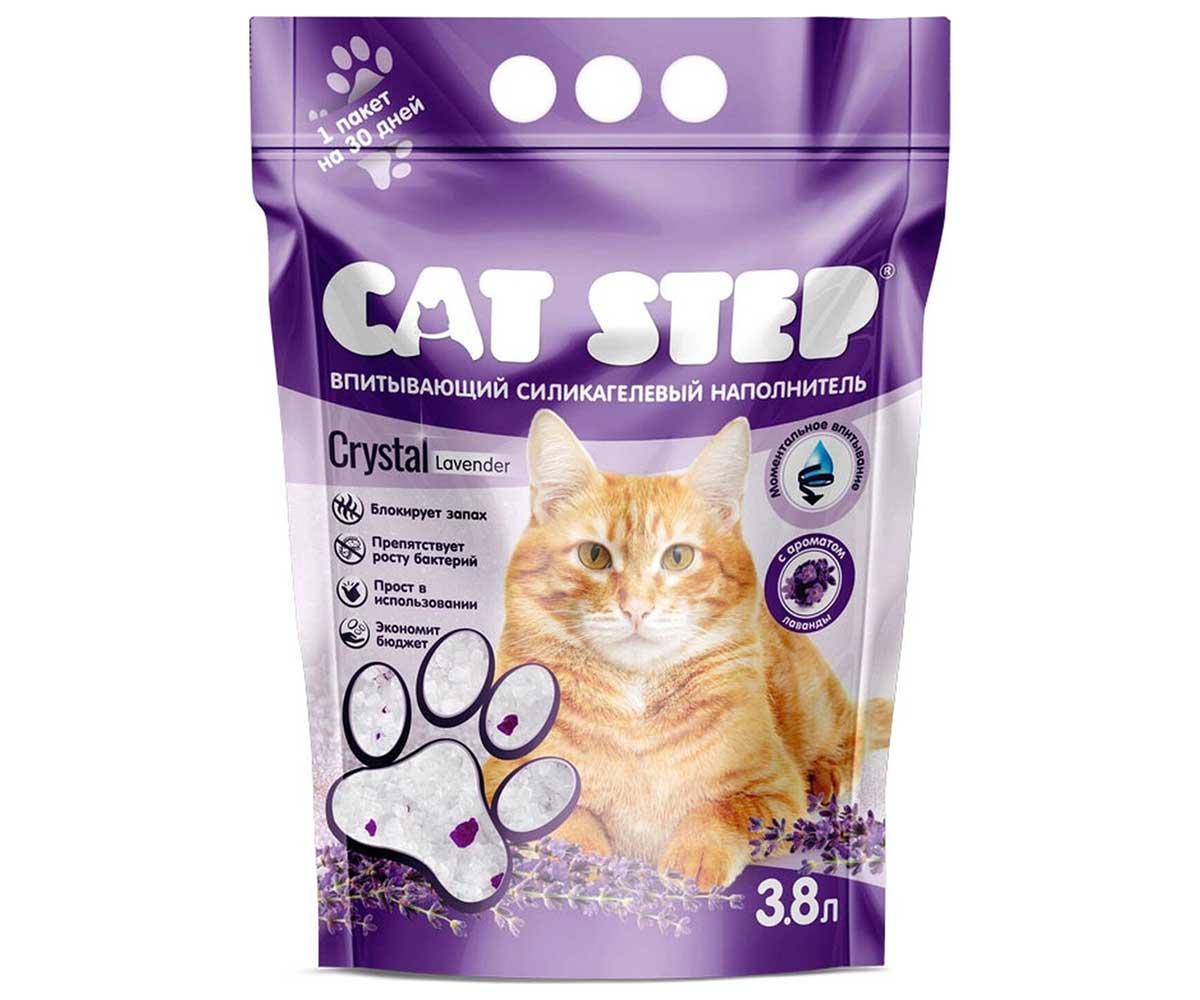 Наполнитель Для Кошачьего Туалета Cat Step (Кэт Степ) Crystal Lavander Силикагель 3,8л