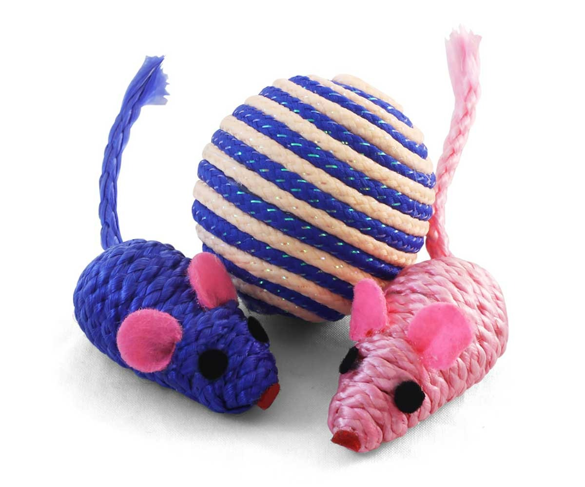 Игрушка Для Кошек Triol (Триол) Мяч/2-Мыши 4,5см 22181055 Xw7007