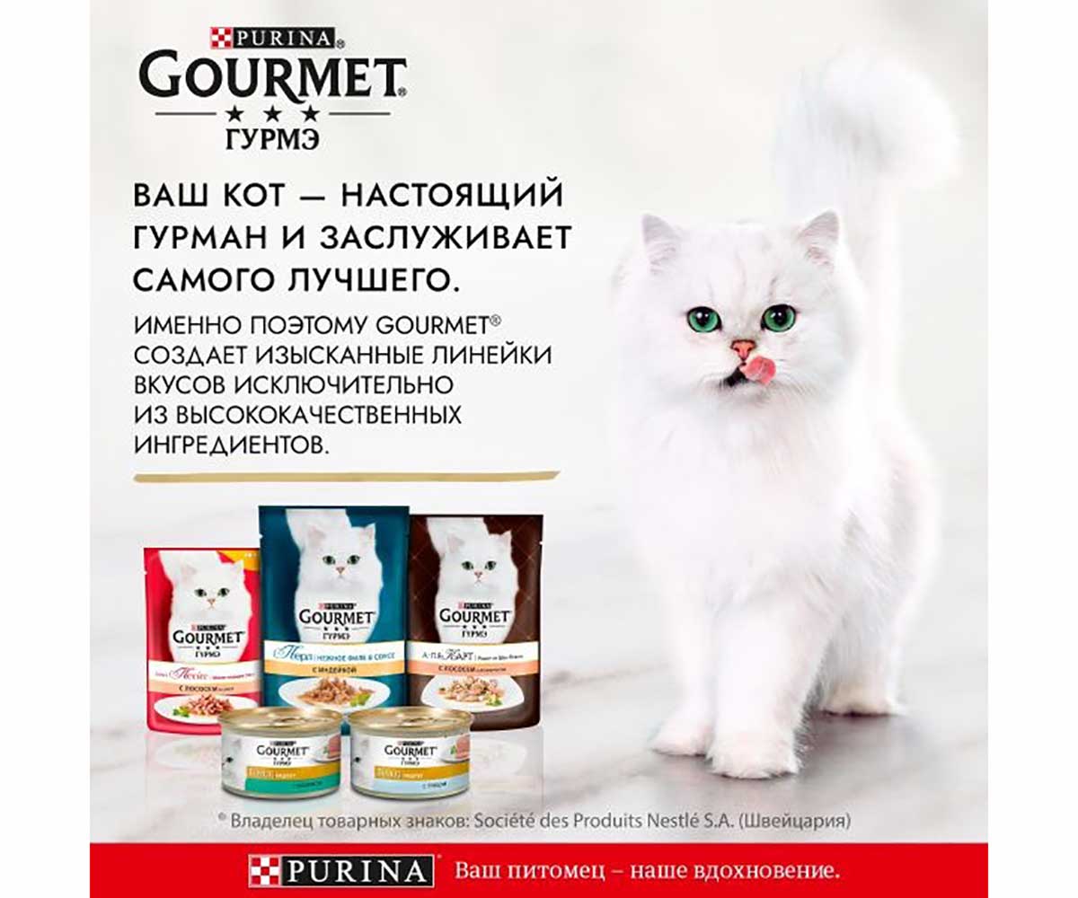 Влажный Корм Гурмэ Для Кошек Натуральные Рецепты Курица и Морковь 75г (1*12)