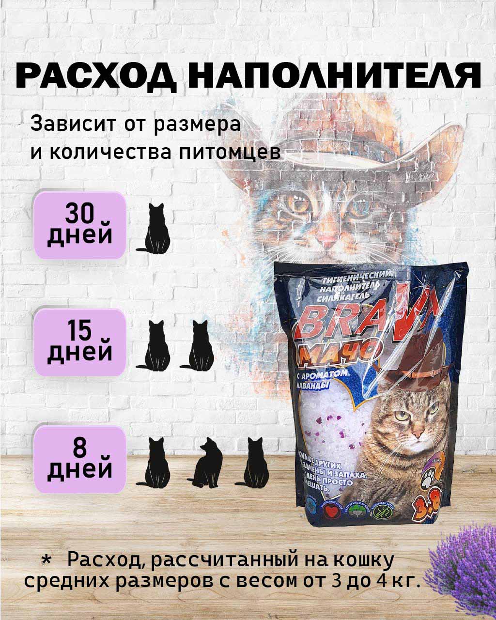 Наполнитель Для Кошачьего Туалета BraVa (Брава) Мачо Лаванда 3,8л (1*8)