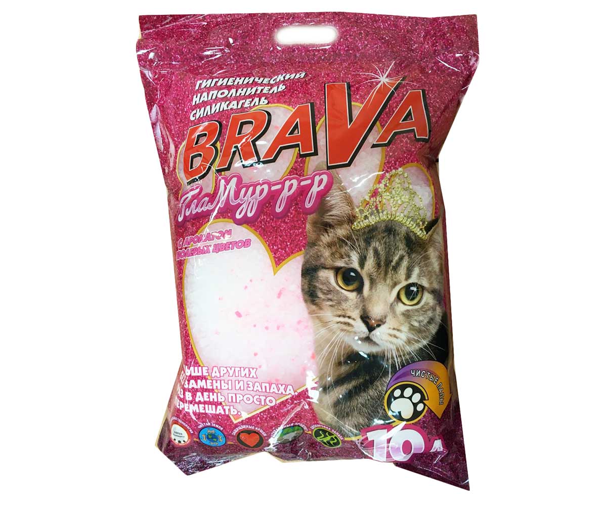 Наполнитель Для Кошачьего Туалета BraVa (Брава) Гламур Полевые Цветы Силикагель 10л (1*3)