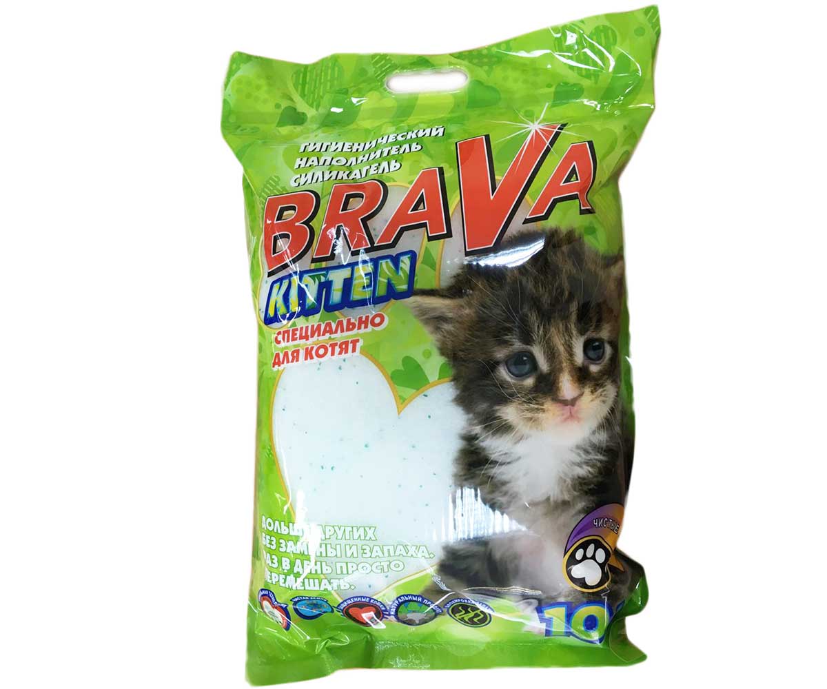 Наполнитель Для Кошачьего Туалета BraVa (Брава) Kitten Силикагель 10л (1*3)