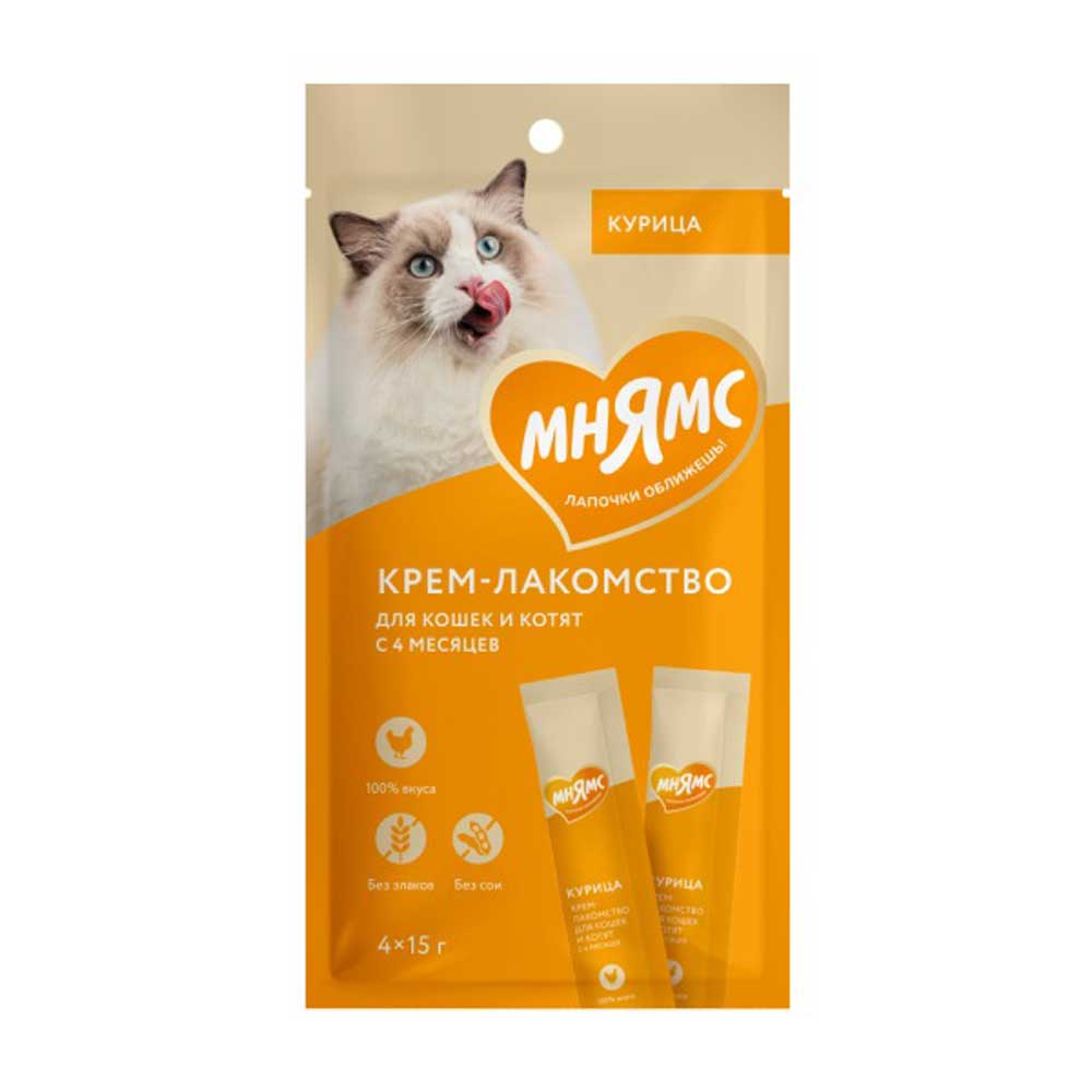 Крем-Лакомство Для Кошек Мнямс Курица 15г 4шт