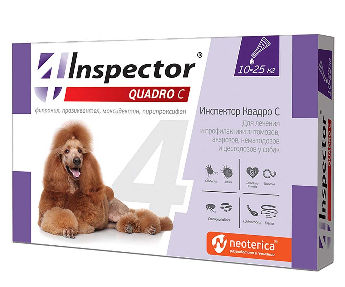 Inspector (Инспектор) Quadro Капли Против Внешних и Внутренних Паразитов Для Собак 10-25кг Neoterica (Неотерика) I306
