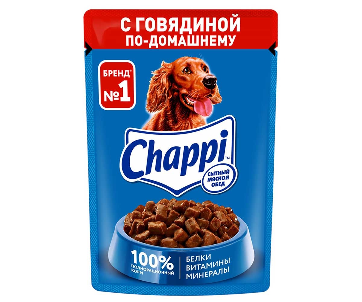 Влажный Корм Chappi (Чаппи) Для Собак Говядина По-Домашнему 85г (1*28)