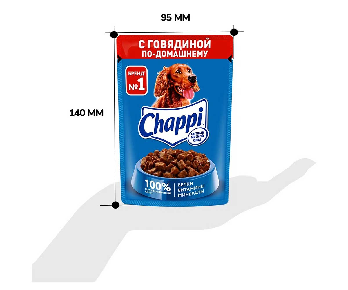 Влажный Корм Chappi (Чаппи) Для Собак Говядина По-Домашнему 85г (1*28)