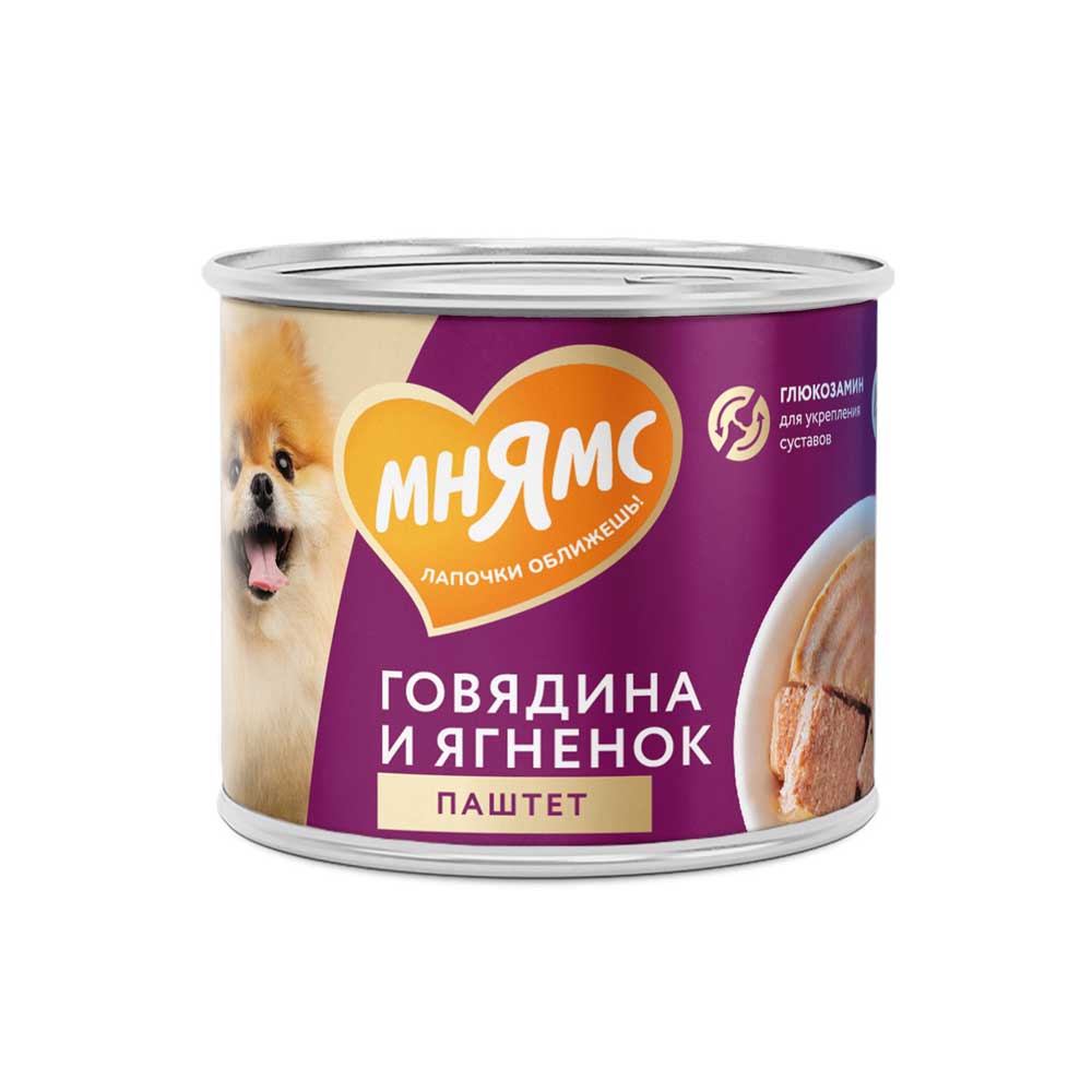 Консервы Для Собак Мнямс Говядина и Ягненок Паштет Здоровые Суставы 200г
