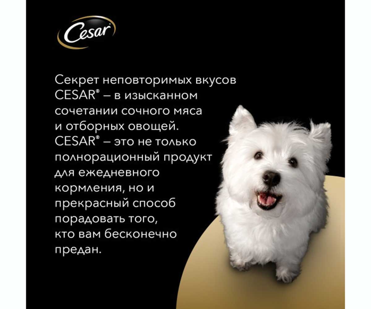 Влажный Корм Cesar (Цезарь) Для Собак Говядина и Овощи 85г (1*28)