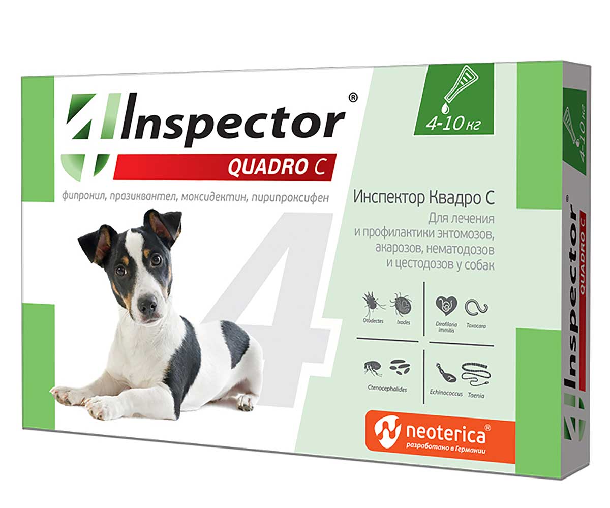 Inspector (Инспектор) Quadro Капли Против Внешних и Внутренних Паразитов Для Собак 4-10кг Neoterica (Неотерика) I305