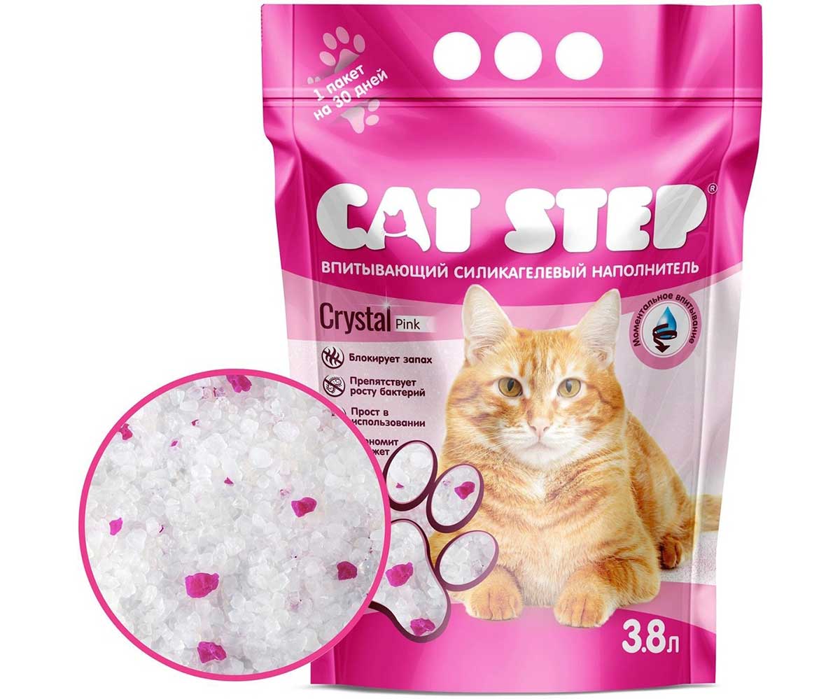 Наполнитель Для Кошачьего Туалета Cat Step (Кэт Степ) Crystal Pink Силикагель 3,8л 20363016