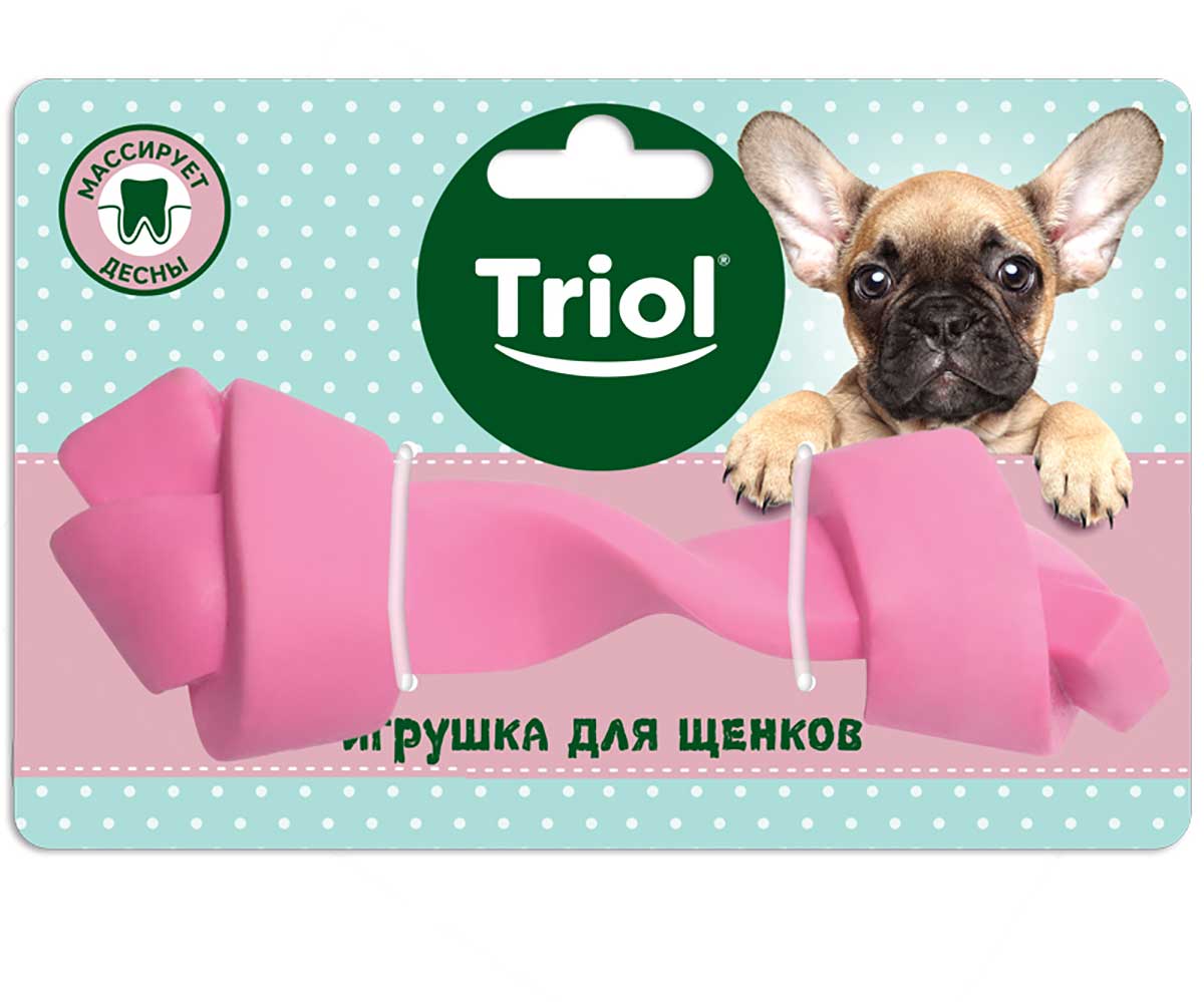 Игрушка Для Щенков Triol (Триол) Кость Узловая 13,5*4,5*3см Розовая 12191178