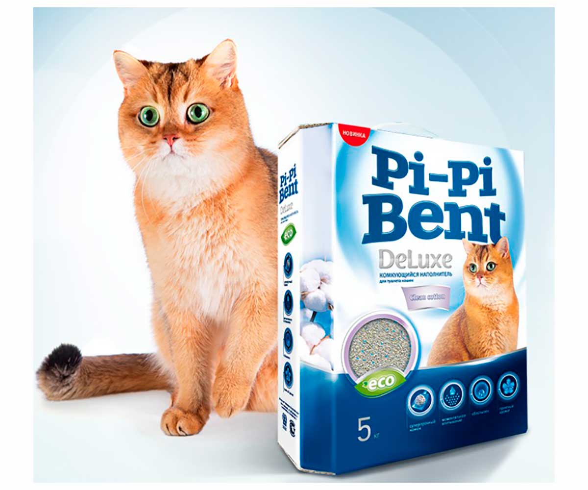 Наполнитель Pi-Pi-Bent (Пи-Пи Бент) Deluxe Clean Cotton 5кг Коробка (1*4)
