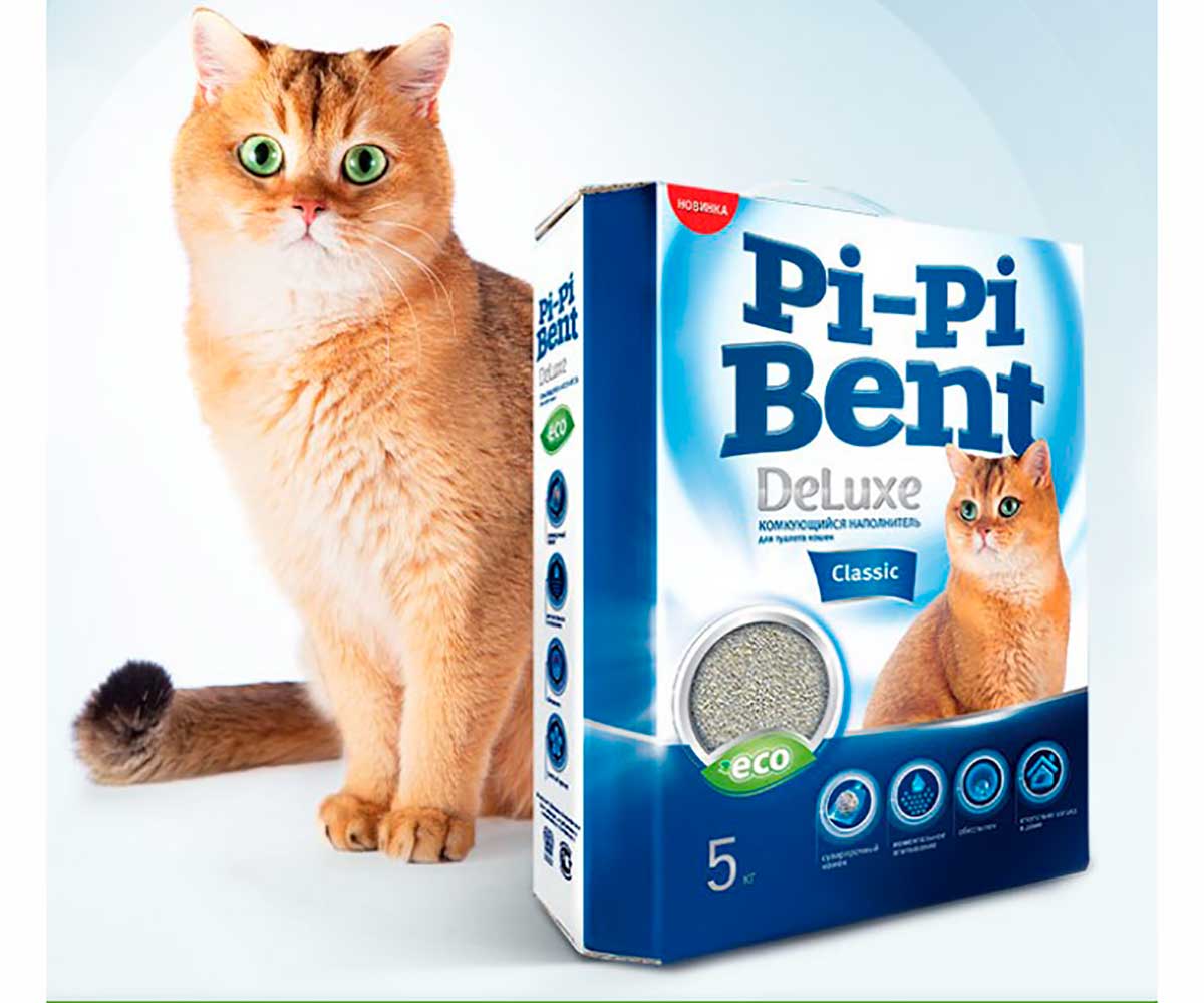Наполнитель Для Кошачьего Туалета Pi-Pi-Bent (ПиПиБент) Deluxe Classic 5кг Коробка (1*4)