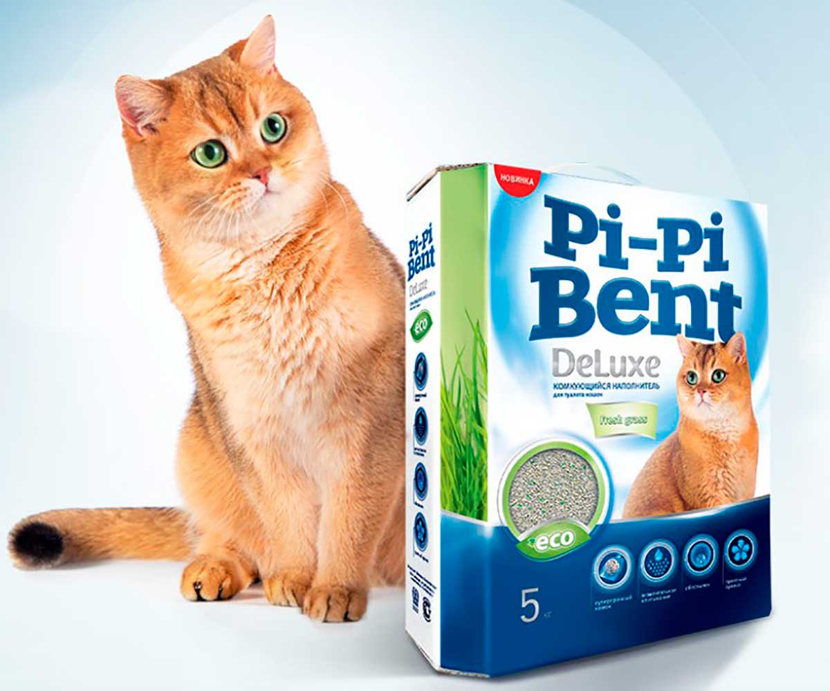 Наполнитель Pi-Pi-Bent (Пи-Пи Бент) Deluxe Fresh Grass 5кг Коробка (1*4)
