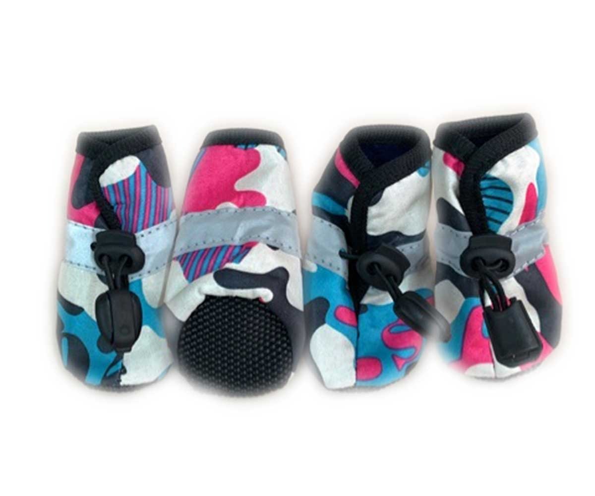 Сапожки Для Собак Мелких Пород Милитари Спорт 4 Голубой/Розовый Pet Fashion (Пет Фешн)
