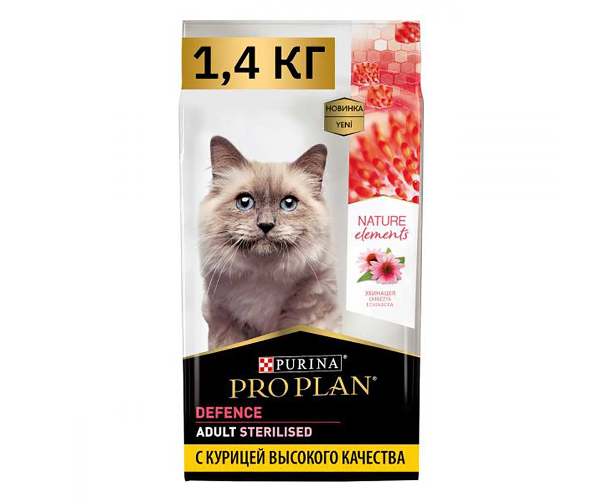 Сухой Корм Pro Plan (ПроПлан) Для Стерилизованных Кошек Курица и Эхинацея Nature Elements Sterilised 1,4кг (1*6)