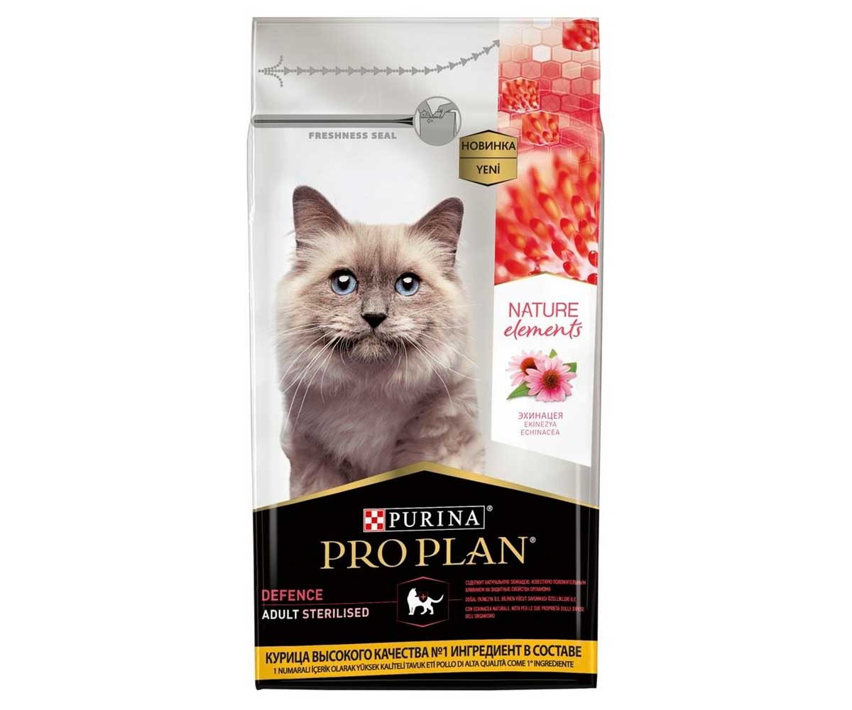 Сухой Корм Pro Plan (ПроПлан) Для Стерилизованных Кошек Курица и Эхинацея Nature Elements Sterilised 1,4кг (1*6)
