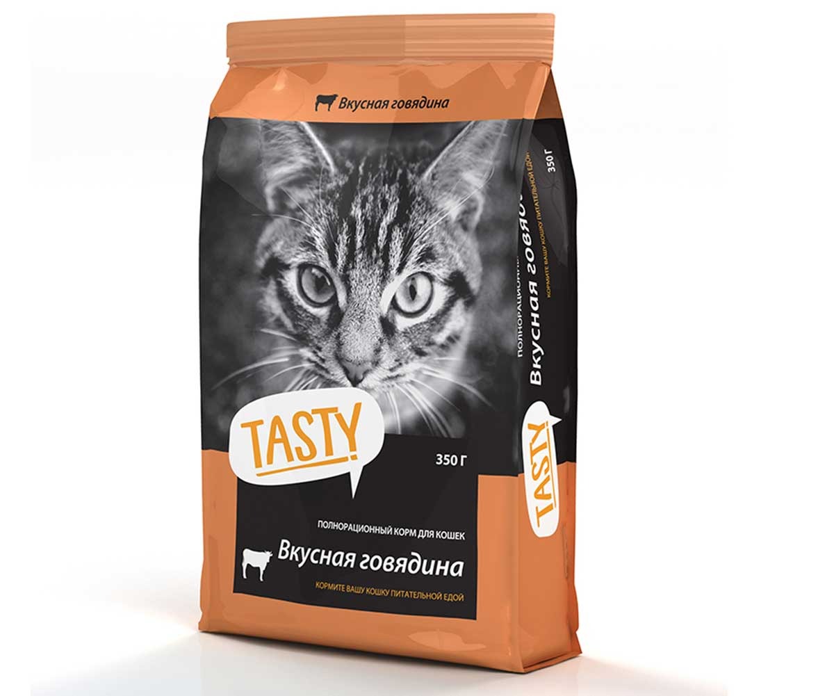Сухой Корм Tasty (Тэсти) Для Кошек Говядина 350г (1*18)