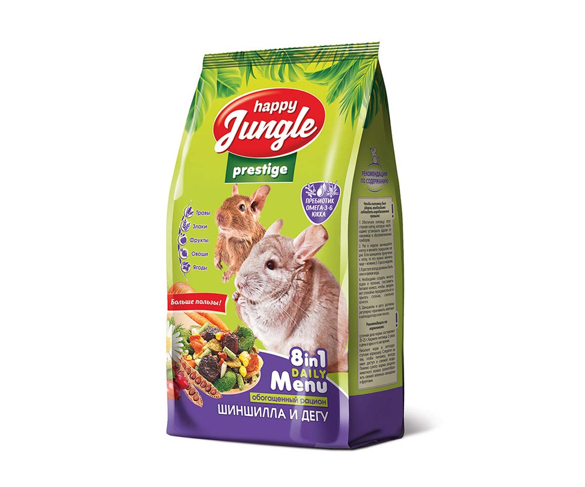 Корм Для Шиншилл и Дегу Happy Jungle (Хэппи Джангл) Prestige  500г J404
