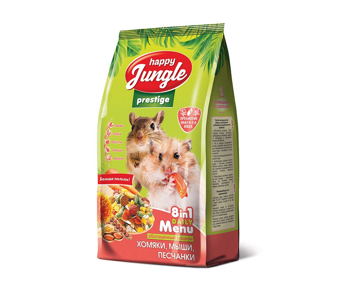 Корм Для Хомяков Мышей Песчанок Happy Jungle (Хэппи Джангл) Prestige 500г J405