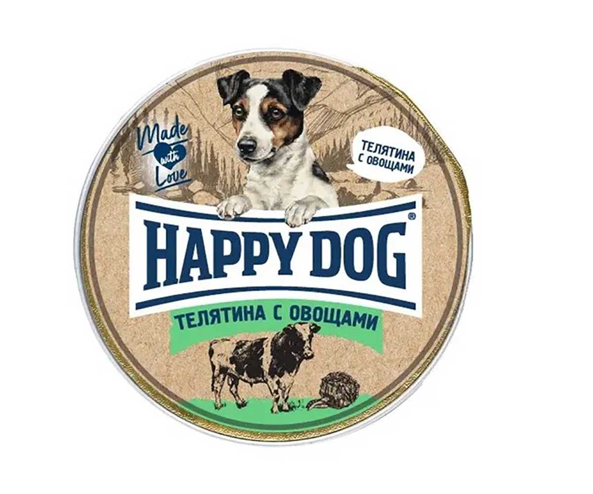 Консервы Для Собак Мелких Пород Happy Dog (Хэппи Дог) Телятина и Овощи Паштет Natur Line 125г 72250