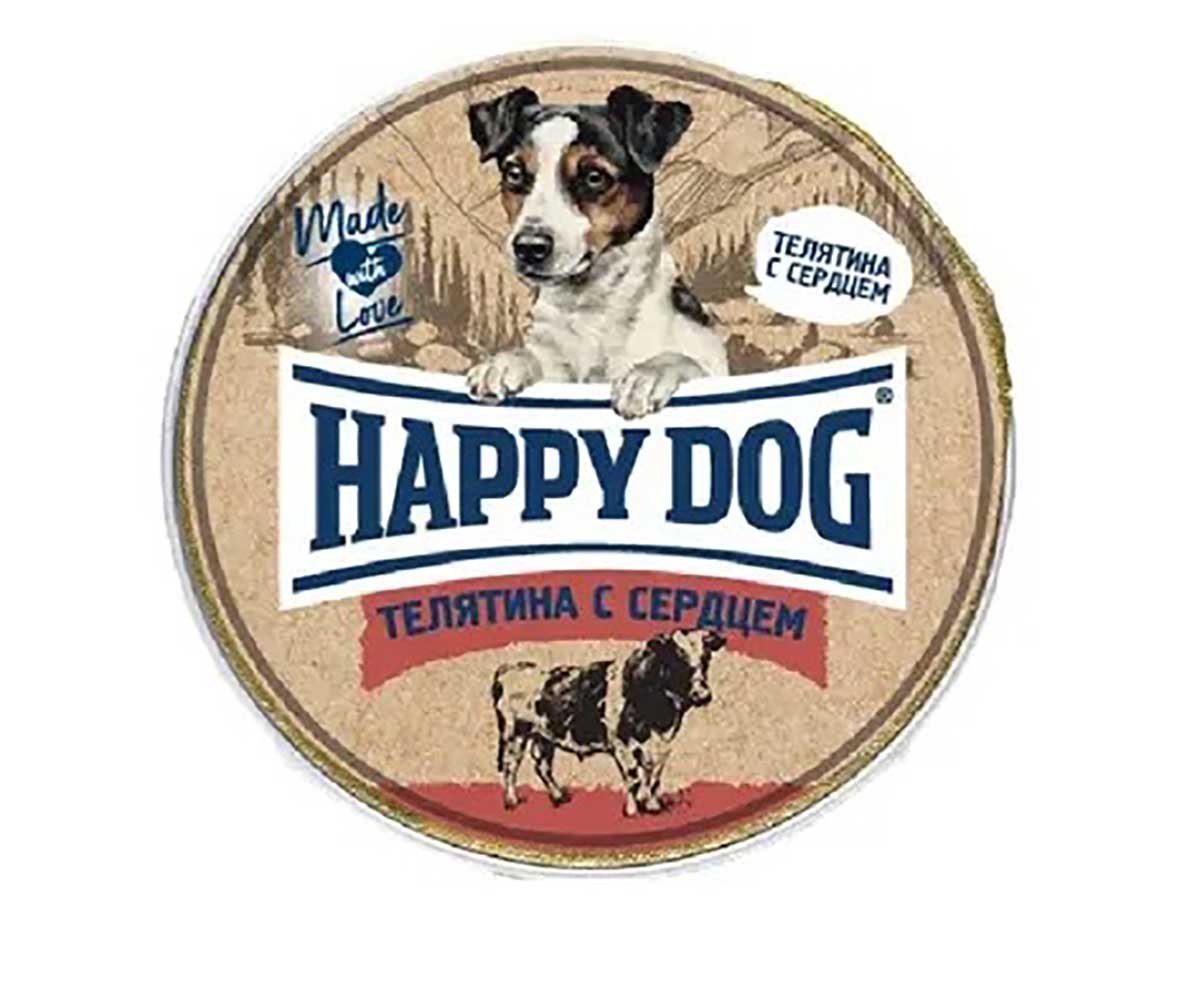 Консервы Для Собак Мелких Пород Happy Dog (Хэппи Дог) Телятина и Сердце Паштет Natur Line 125г 72251