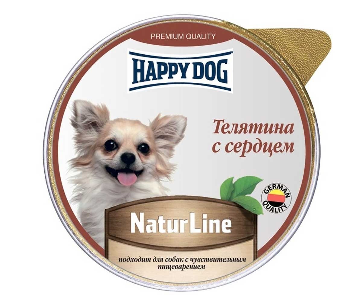 Консервы Для Собак Мелких Пород Happy Dog (Хэппи Дог) Телятина и Сердце Паштет Natur Line 125г 72251