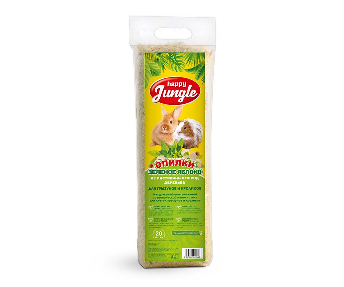 Опилки Для Туалета Грызунов Happy Jungle (Хэппи Джангл) Зеленое Яблоко 20л J307