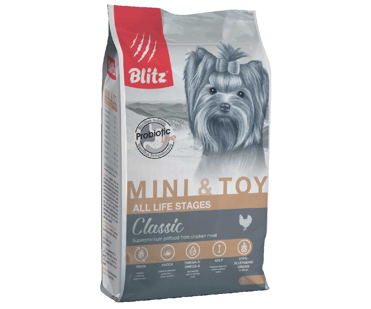 Сухой Корм Blitz (Блиц) Для Собак Мелких Пород Classic Mini & Toy Breeds Dog All Life Stages 2кг 680528