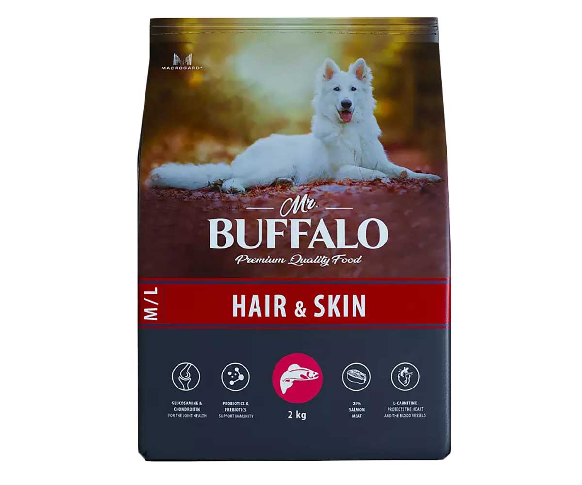 Сухой Корм Mr.Buffalo (Мистер Буффало) Для Собак Средних и Крупных Пород Для Кожи и Шерсти Лосось 2кг B136