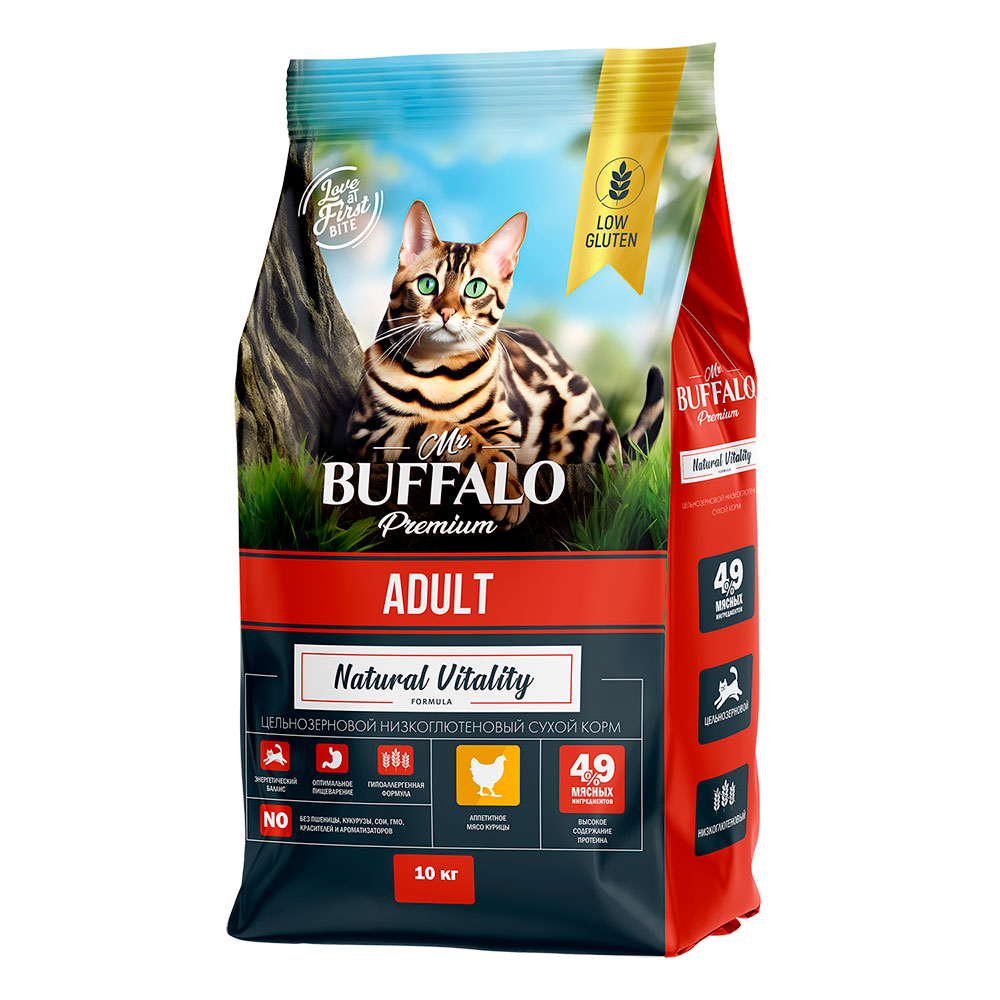 Сухой Корм Mr.Buffalo (Мистер Буффало) Для Кошек Курица Adult 10кг B106