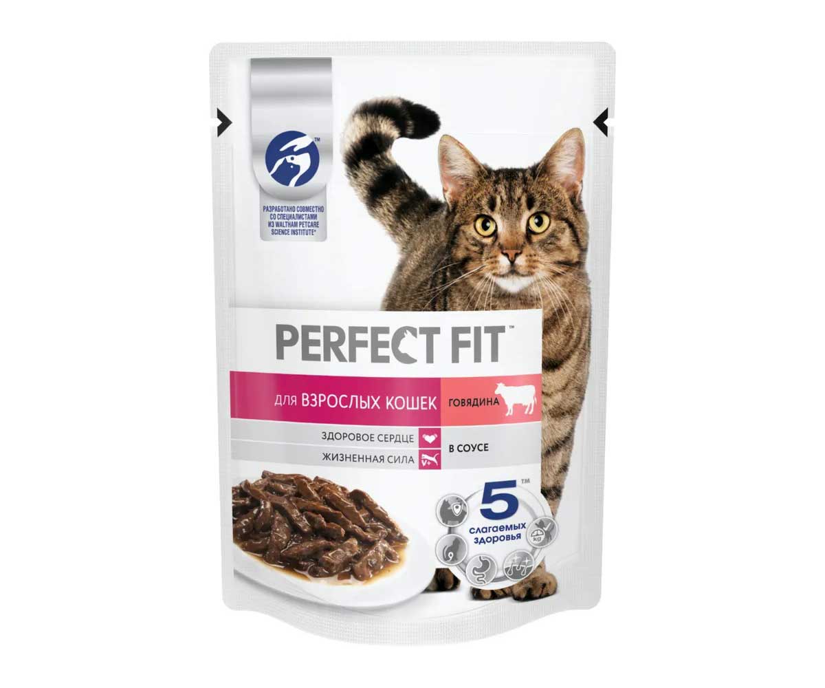 Влажный Корм Perfect Fit (Перфект Фит) Для Кошек Говядина в Соусе 75г (1*28)