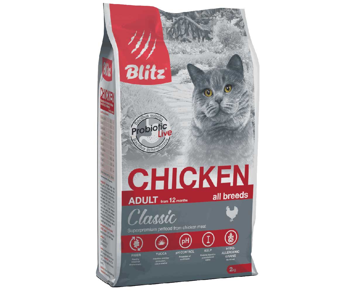 Сухой Корм Blitz (Блиц) Для Кошек Курица Classic Chicken Adult Cats All Breeds 2кг 680252