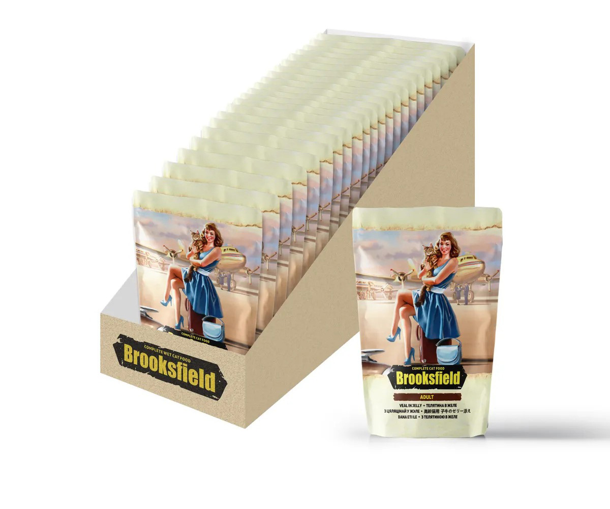 Влажный Корм Brooksfield (Бруксфилд) Для Кошек Телятина в Желе Adult Veal 85г 5657001 (1*22)