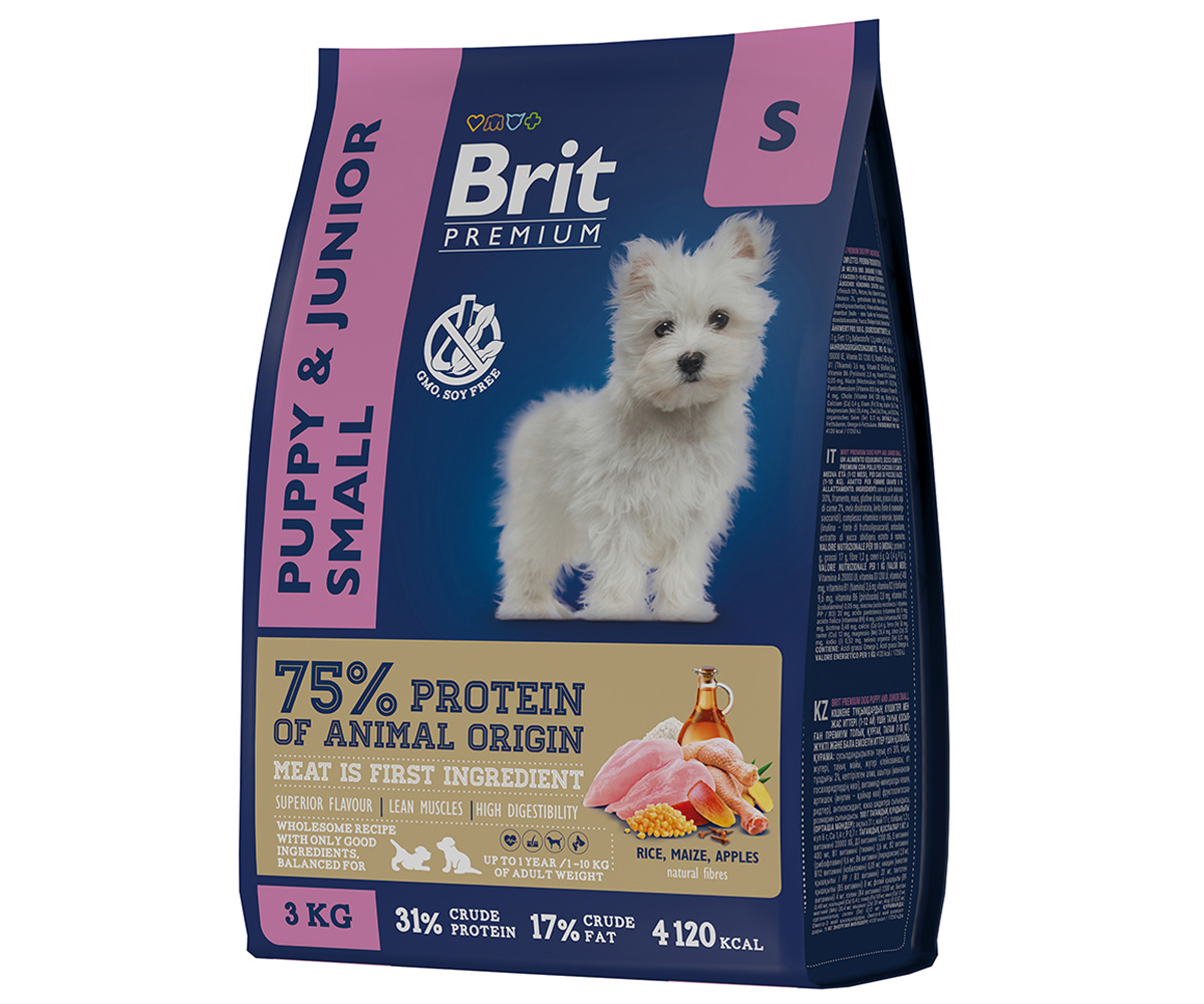 Сухой Корм Brit (Брит) Для Щенков и Молодых Собак Мелких Пород Курица Premium Dog Puppy and Junior Small 3кг 5049882