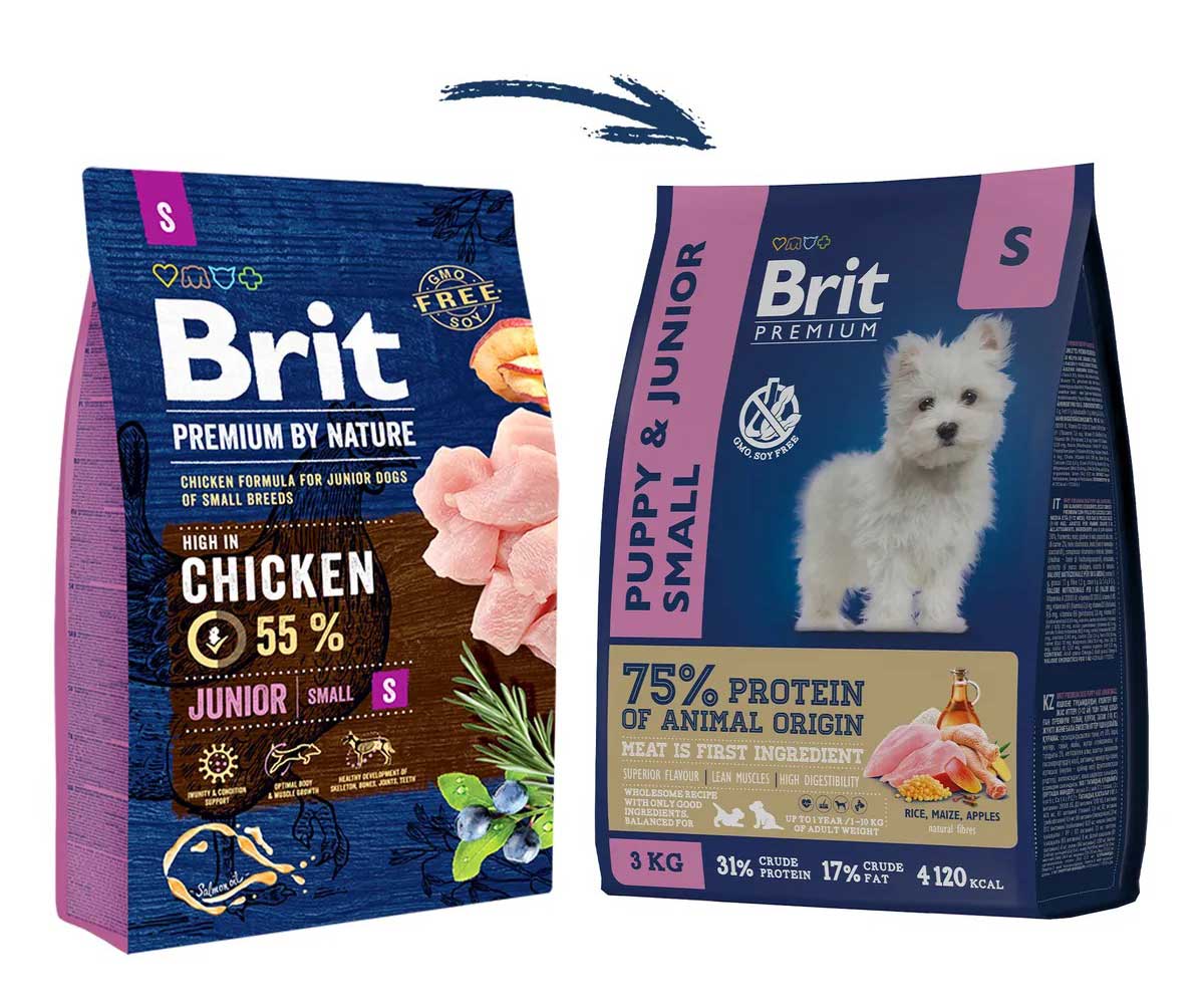 Сухой Корм Brit (Брит) Для Щенков и Молодых Собак Мелких Пород Курица Premium Dog Puppy and Junior Small 3кг 5049882