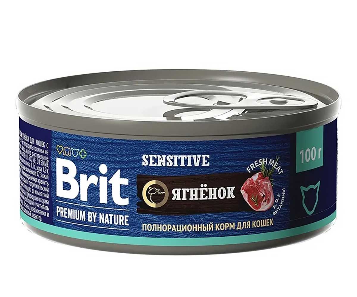 Консервы Brit (Брит) Для Кошек с Чувствительным Пищеварением Ягненок Premium By Nature 100г 5051298