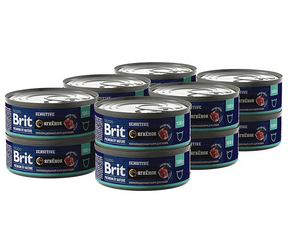 Консервы Brit (Брит) Для Кошек с Чувствительным Пищеварением Ягненок Premium By Nature 100г 5051298