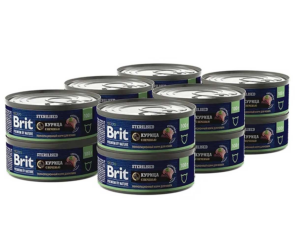 Консервы Brit (Брит) Для Стерилизованных Кошек Курица и Печень Premium By Nature 100г 5051281