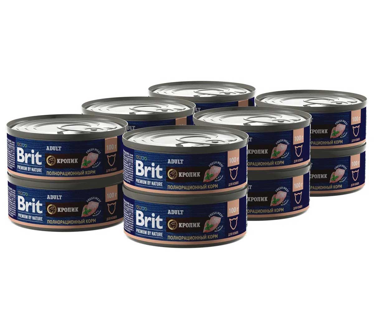Консервы Brit (Брит) Для Кошек Кролик Premium By Nature 100г 5051267