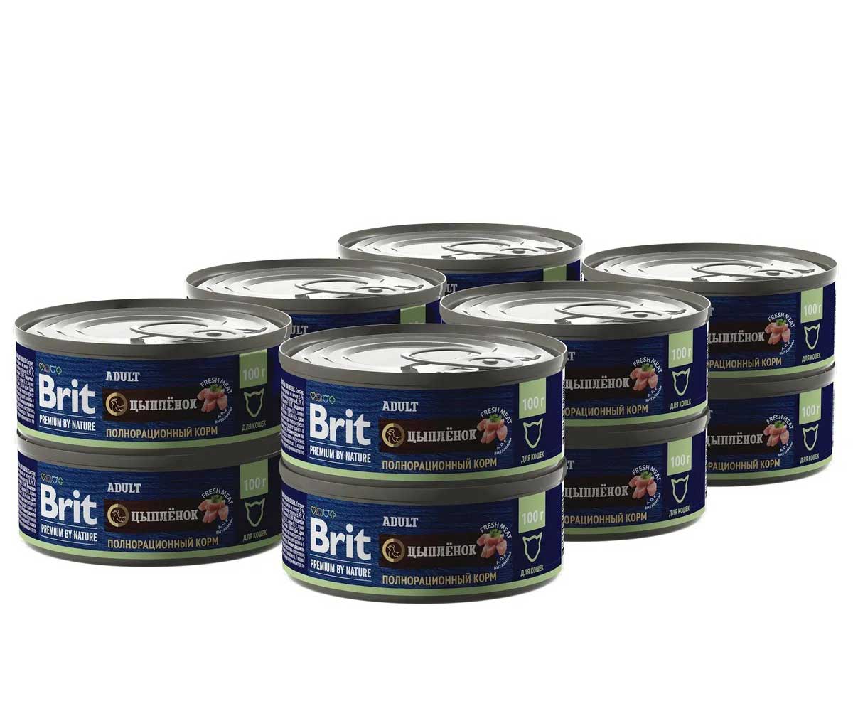 Консервы Brit (Брит) Для Кошек Цыпленок Premium By Nature 100г 5051229