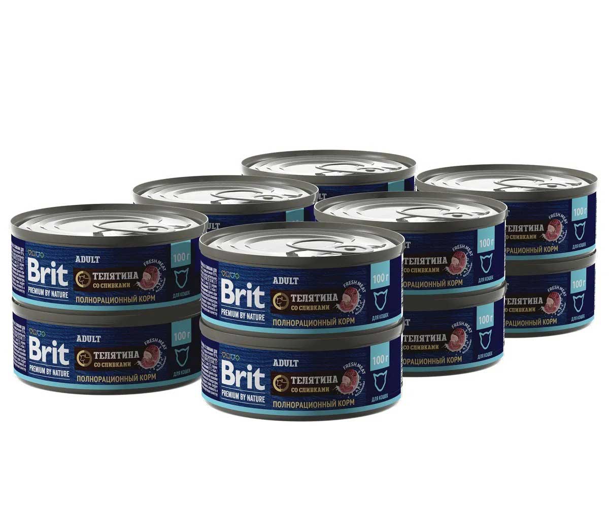 Консервы Brit (Брит) Для Кошек Телятина и Сливки Premium By Nature 100г 5051212